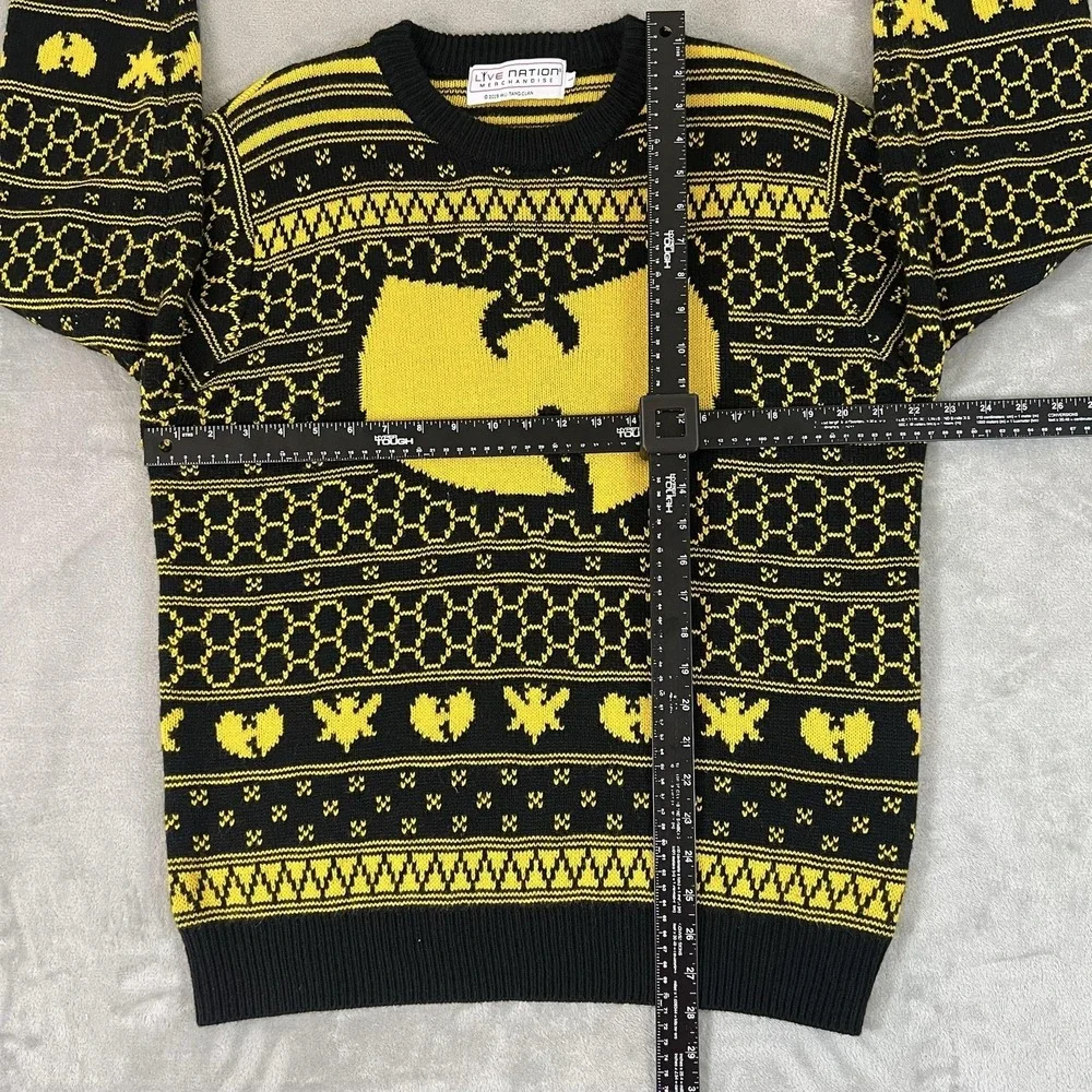 Live Nation Wu-Tang Clan Sweater Mens Large Black Yellow Fair Isle Knit Pullover